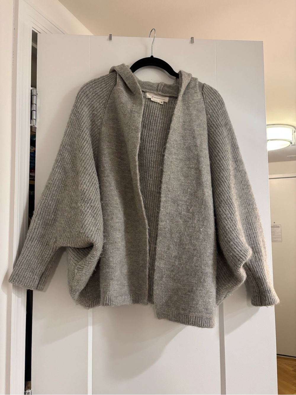 Anthropologie gray hooded open cardigan